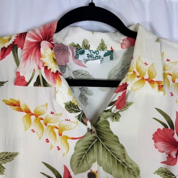 Vintage Two Palms Tropical Hawaiian Button Up Shirt Boxy Fit Resort Cruise L - Picture 6 of 8